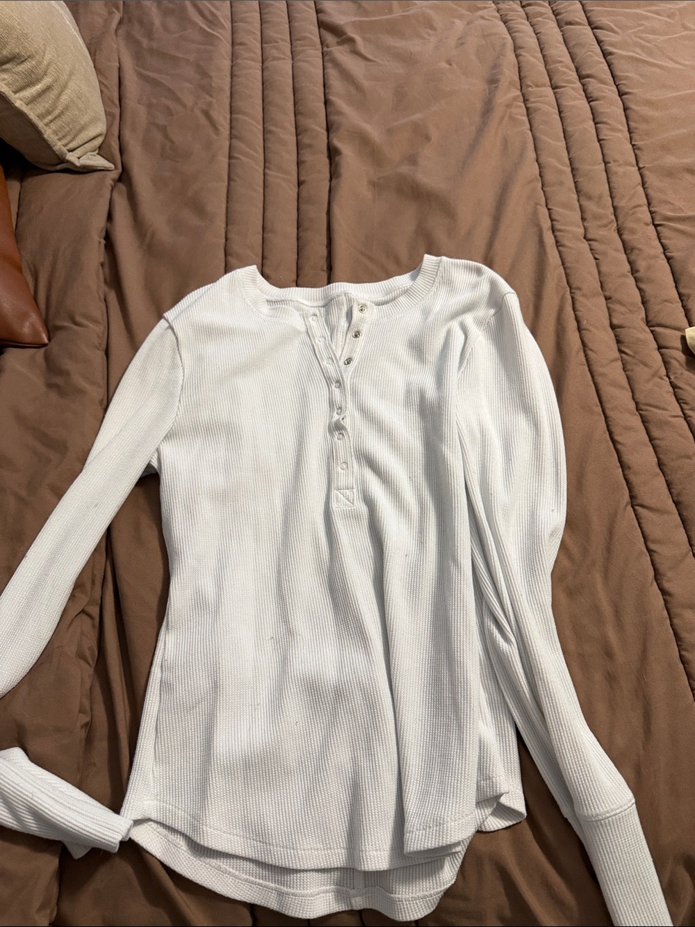 American Eagle Outfitters White Waffle Knit Henley Top